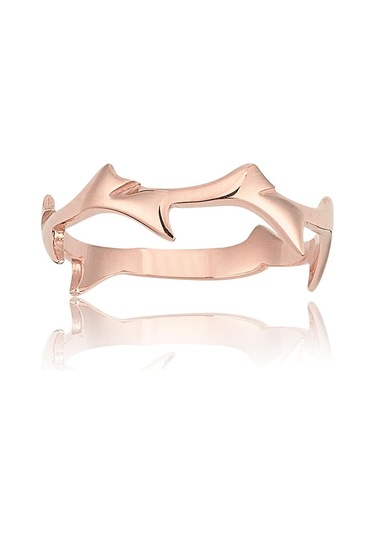 Taşsız Altın Yüzük - 14 Ayar Altın Dal Taşsız Minimal Kadın Yüzük - Eşe Sevgiliye Hediye Altın Yüzük Pembe Altın