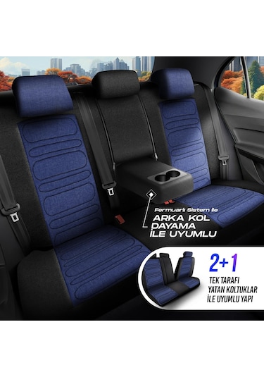 Panda Atlanta Serisi Keten Kumaş Oto Koltuk Kılıfı   - Tam Set