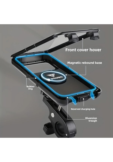 Xuweiwei Tosuod Ayna Tabanlı Bisiklet Navigasyon Tutucu Motosiklet Araç Telefon Askısı Siyah Ayna Taban Stili