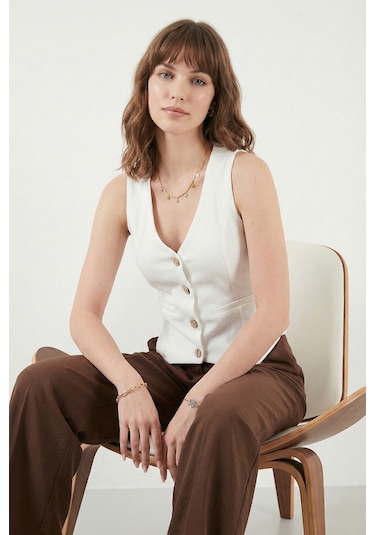 Lela Bayan Yelek 5866559 Ekru Ekru