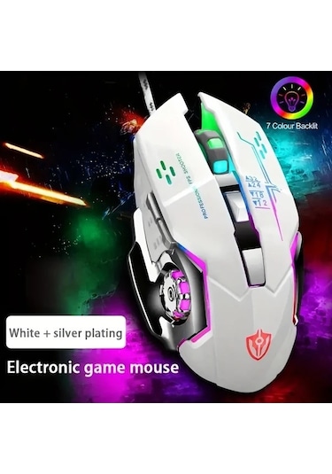 Besthome1 Usb 6 Programlanabilir Düğmeli 3200dpi White Ergonomik Oyun Faresi Pc İçin Mekanik Hissi Arka Aydınlatmalı E-spor -