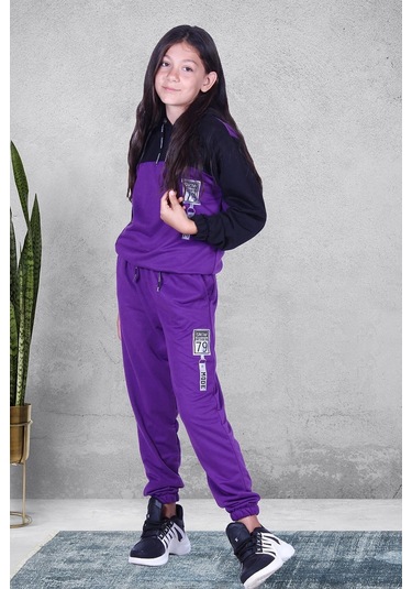 Fyk Kids Snow Fashıon Baskılı Kız Eşofman Takımı Mor