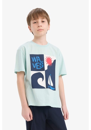 DeFacto Erkek Çocuk 2'li Takım Baskılı Kısa Kollu Tişört Şort F1228A825HSTR107