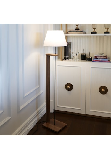 Homing Pi Ahşap Gövdeli Krem Kumaş Başlıklı Lambader Ayd-3133