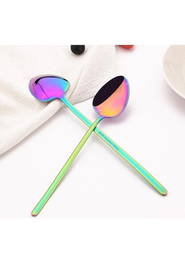 Novahub 6 Adet Mavi-altın 18/10 Paslanmaz Çelik Çay-kahve Kaşığı Seti 5.5 İnç Altın - Mavi