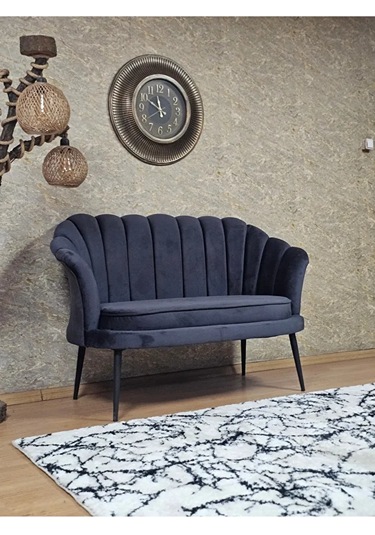 İkili İstiridye Siyah Boyalı Sivriltme Ayak Çay Seti Koltuk İkili Çok Renkli