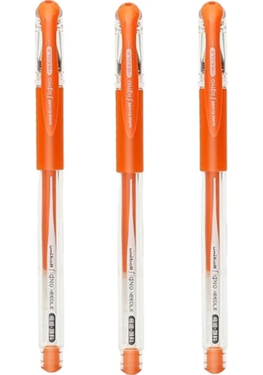 Uniball Signo Needle 0.38 İğne Uçlu Jel Kalem Mandalina Üç Adet