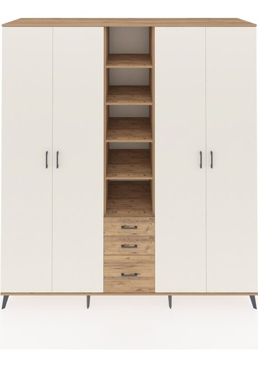 Kronos Dolap 17 Raflı 3 Çekmeceli 4 Kapaklı 220x59x243 Çam-aytaşı/çam Aytası/atlas Çam