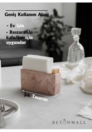 El Yapımı Beton Gri Alçı Peçetelik Minimal Masa Ve Mutfak Dekoru Kafe & Bar İçin Kahverengi