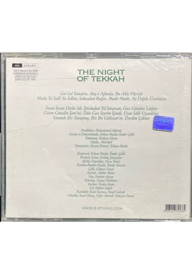 Plak Değildir Cd Dir Cd Mustafa Özoruç The Night Of Tekkah Ethn