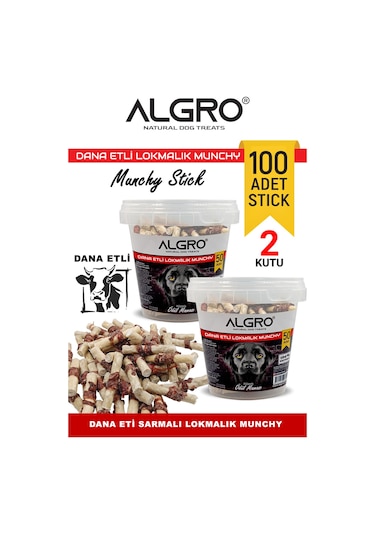 Algro Dana Etli Lokmalık Munchy Stick 50 Adet 2 Kova