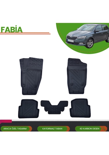 Skoda Fabia 2015+ Araca Özel 4d Havuzlu Paspas Takımı Karbon