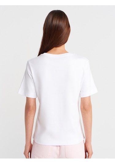 Dilvin 31763 Bisiklet Yaka T-shirt-beyaz Beyaz