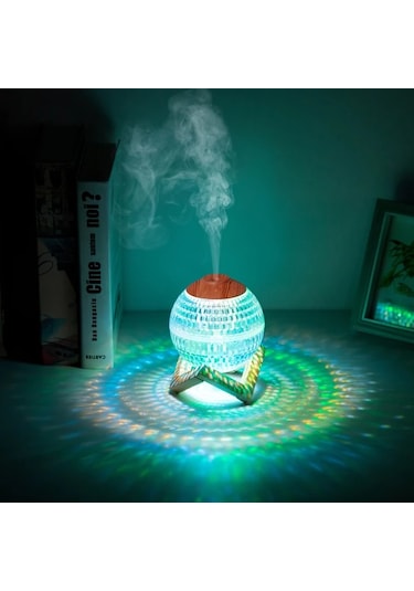Techbloom Beyaz Crystal Ball Nemlendirici Renkli Gece Işığı Usb Güçlü Abs Malzeme Sessiz Çalışma Ev Ofis