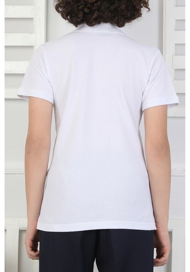 2'li T-shirt Kız Çocuk %100 Pamuk Okul Tarz 5-13 Yaş 12278 Beyaz