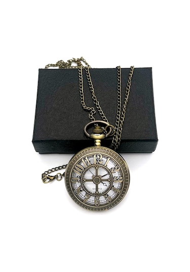 Valkyrie Vintage Kutulu Retro Rakamlı Köstekli Saat - Cep Saati