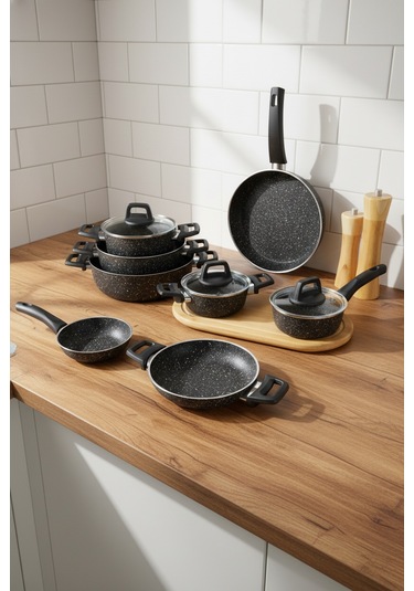 Bernardo Anita 13 Parça Tencere Seti Siyah Siyah