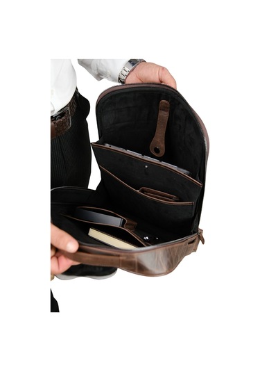 Mft Leather Hakiki Deri Unisex Sırt Çantası - Napoli 4212 Tiguan Kahve