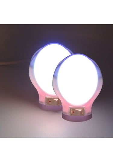Ufo Led Gece Lambası 0,5W Tasarruflu Işıklı Fişli Düğmeli 2 Adet(497527289) Çok Renkli