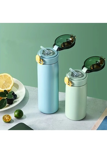 Trendooze 11oz Paslanmaz Çelik Vakum Termos Seyahat Mavi Sunshine022 Outdoor Ev Matara Mavi