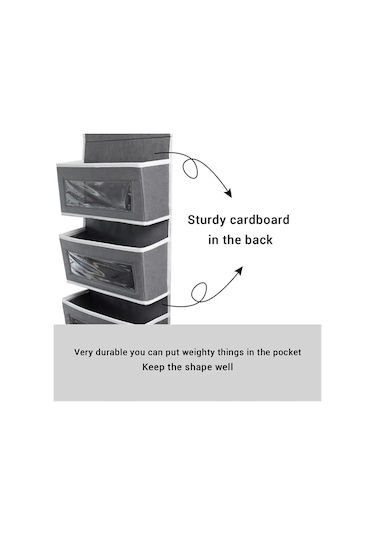 Gd03 Duvara Monte Kumaş Saklama Çantası Gardırop Oda Kapısı Asılı Çanta Arkasında, Renk: Gri 4 Izgaralı Çok Renkli