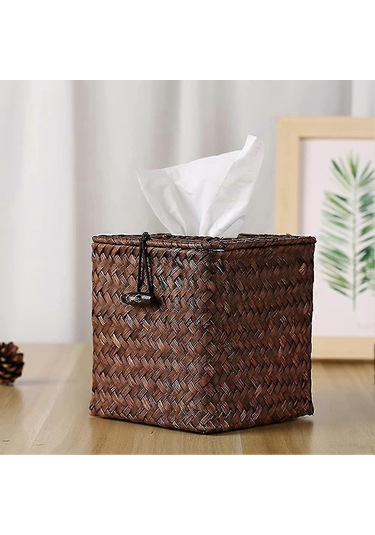 Küp Mendil Kutusu Kapağı Dokuma Kare Mendil Kutusu Tutucu Yüz Mendili Tutucu Aksergery Hediye