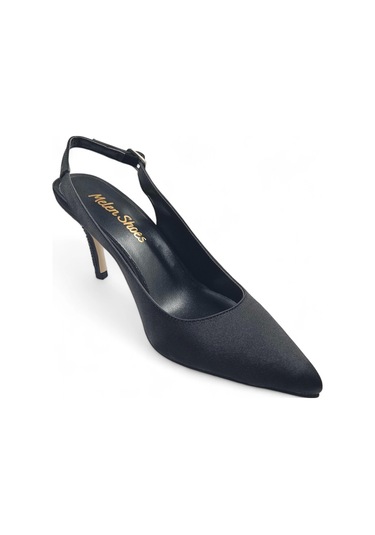 Amber Siyah Topuk Taş Detaylı Kadın Stiletto Topuklu Ayakkabı Siyah