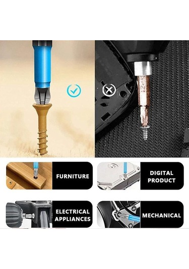 Konesam 7 Parça Elektrikli Tornavida Ucu Seti 25mm-150mm : Anti Kayma, Güçlü Mıknatıs, Profesyonel Çapraz Uçlar - Çok Amaçlı Kullanım