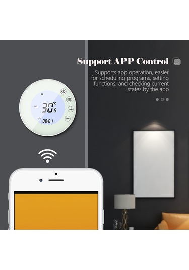 Xindoker Beyaz X7gb Akıllı Elektrikli Isıtıcı Termostati, Wifi Uyumlu, Dokunmatik Ekran, Uzak Kumanda, Ev Isı Kontrolü