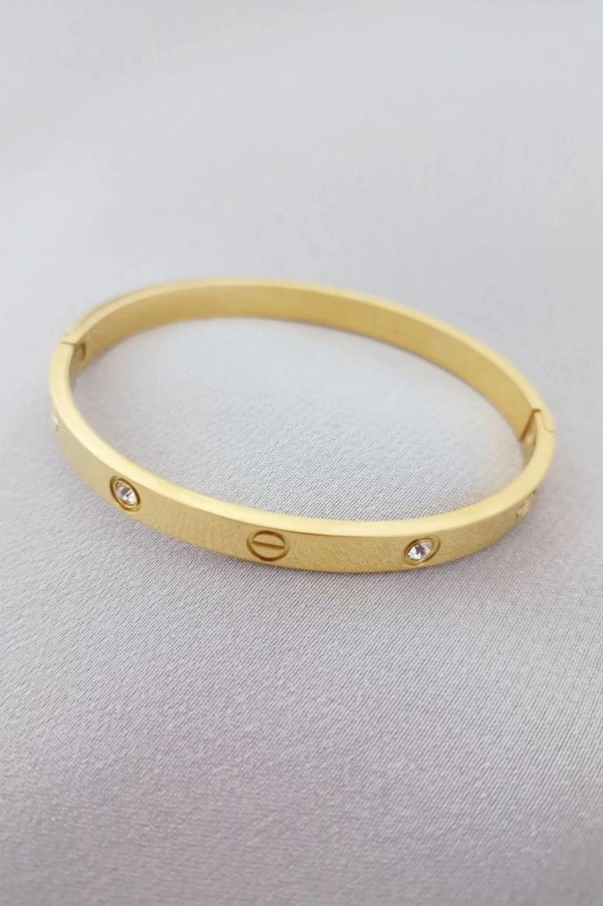 Taşlı Altın Çelik Bileklik Altın