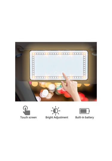 Pazly Araba Güneşlik Ayna Usb Şarj Edilebilir Kozmetik Makyaj Aynası 3 Işık Modlu Dokunmatik Ekran - Beyaz, Renk: Mavi