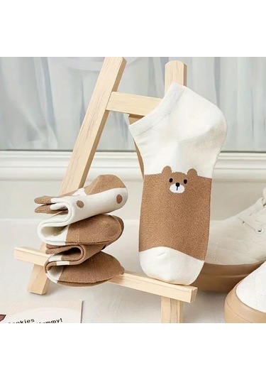 5 Çift Karikatür Ayıcık Desenli Çorap 001