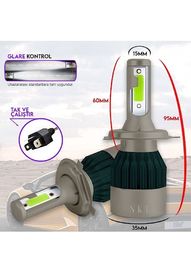 Ford C-max 2007-2009 H7 Kısa Far Xenon Led Şimşek Etkili Buz Mavi