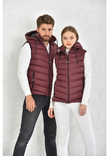 Wapp Unisex Bordo Mikro Jel Dolgu Çıkarılabilen Fermuarlı Kapüşon Çok Renkli