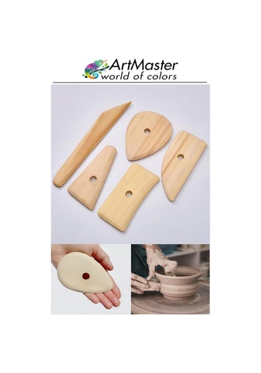 Yassı Ebeşuar Seti 5 Li 1 Paket Şekillendirme Aleti Ahşap Kil Seramik Çömlek Heykel Kazıyıcı Modelleme Şekillendirici
