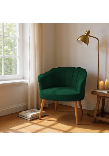 Papatya Berjer - Modern Tekli Koltuk - Babyface Kumaş - Yeşil