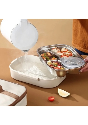 Yalıtımlı Taşınabilir Öğle Kutusu - Mikrodalga Isıtma, Krem Beyaz, Ulzyvf Krem - Beyaz