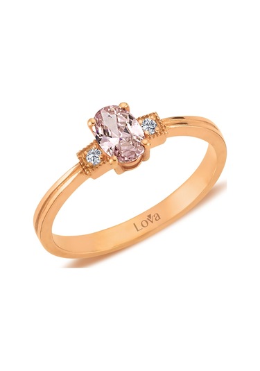 Lova Pırlantalı Oval Morganit Yüzük - 1020282
