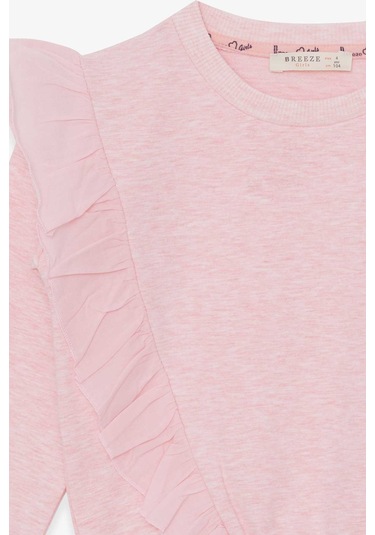 Breeze Kız Çocuk Sweatshirt Beli Lastikli 4-8 Yaş, Somon Melanj Somon