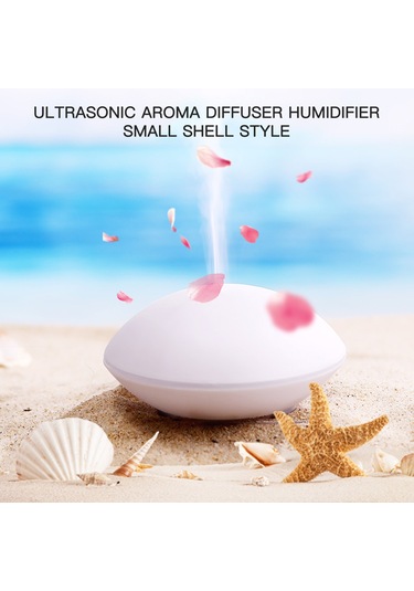Teltree Küçük Kabuk Şekilli Ultrasonik Aromaterapi Difüzörü - 80ml Taşınabilir Nemlendirici Ve Renkli Gece Lambası