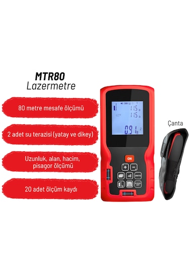 Texta Mtr80 Lazerli Mesafe Ölçer 80 Metre Ölçüm Mesafesi