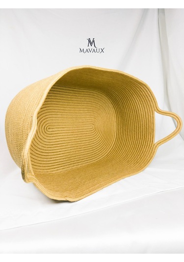 Dekoratif Jüt Saplı Hasır Sepet Bej 20x30x50 Cm, Ipli Oyuncak Sepeti, Doğal Ipli Havlu Sepeti Jüt