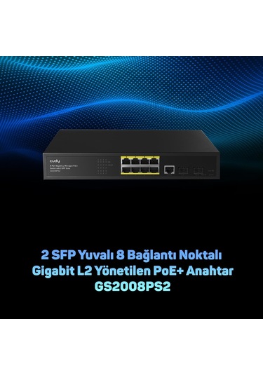 Cudy GS2008PS2 2port Gigabit SFP 1 consol 2 gigabit Combo 8 Port Poe L2 Yönetilebilir Gigabit Switch