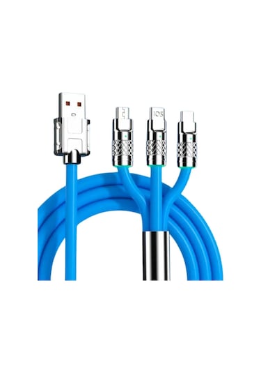 Buffer Kutulu 3 Şarj Aleti 1 Arada Çinko Alaşım Hızlı Şarj Kablosu Mavi 3 İn 1 Çok Renkli