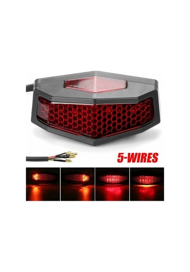 Didadodo 5 In 1 Motosiklet Led Sinyaller, Fren Lambası, Plaka, Kırmızı Altın Küçük Boyutlu Altın
