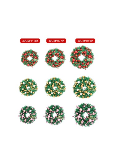 Ön Kapı 19.7" Yapay Noel Çelengi Altın Ve Gümüş Top