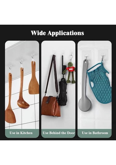 Vkemall 20 Adet Şeffaf Otomatik Yapışkan Duvar Kanca - Ev Dekoru İçin Dayanıklı Ve Şeffaf Tasarım, Kolay Kurulum