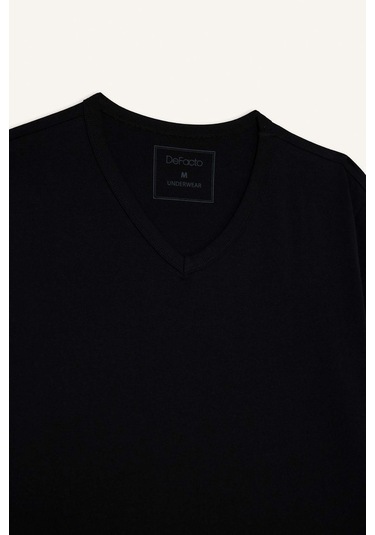 Defacto Slim Fit Dar Kesim V Yaka Üst L4884az25aubk27 Siyah