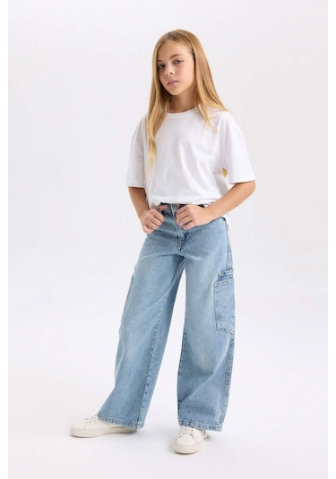 Defacto Kız Çocuk Wide Leg Kargo Cepli Geniş Bol Paça Jean Pantolon D3718a824wnnm28 Mavi Defacto Kız Çocuk Wide Leg Kargo Cepli Geniş Bol Paça Jean Pantolon D3718a824wnnm28 Mavi