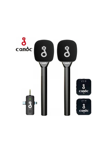 Çift Mikrofonlu Profosyonel Kablosuz Yüksek Kaliteli Ses Kaydı Röportaj Mikrofonu
